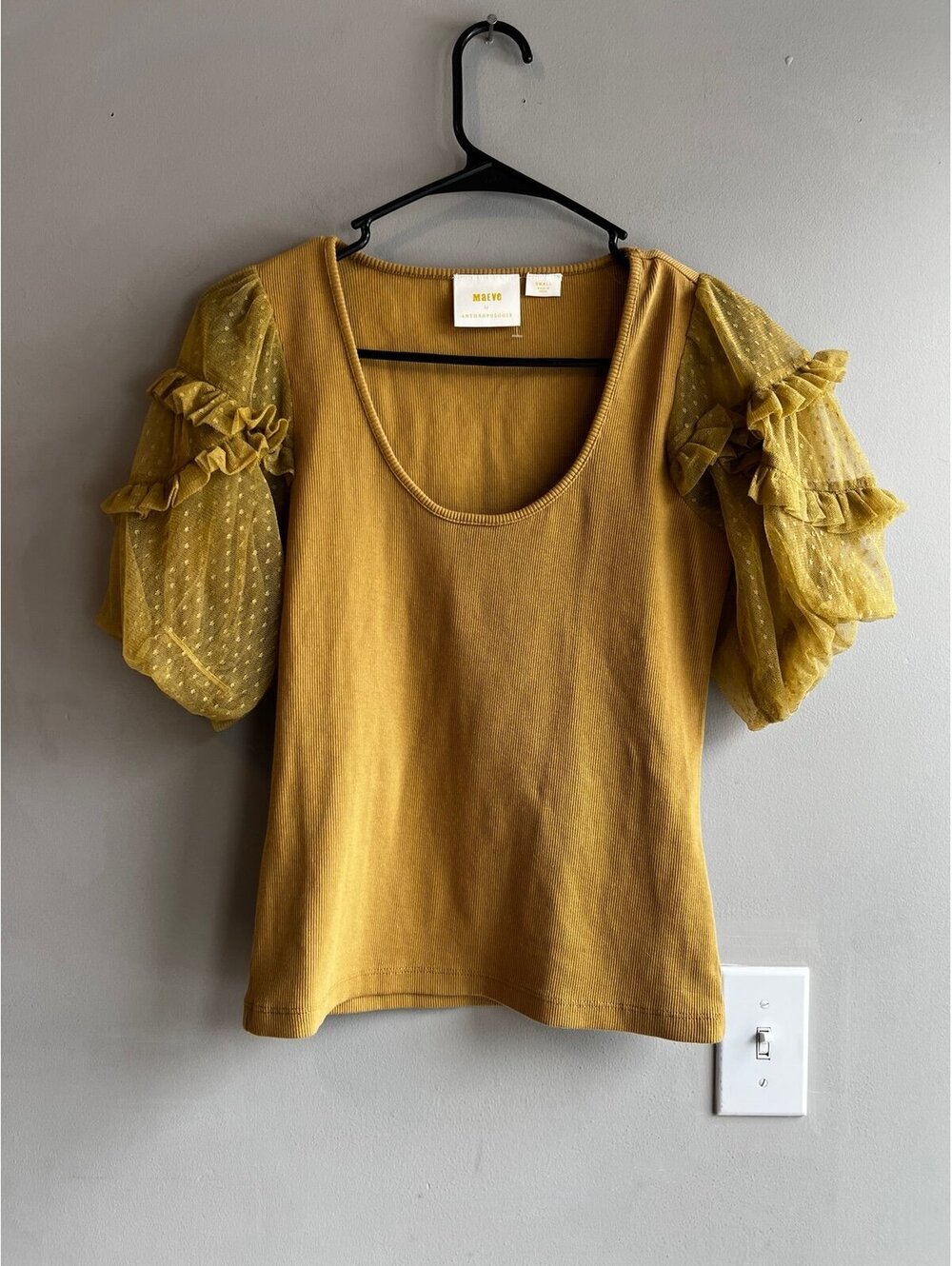 Maeve Mustard Yellow Puff Sleeve Blouse
